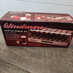 Vintage Windmere Gentle Curls 24 Hot Roller Set White Burgundy EUC With Clips